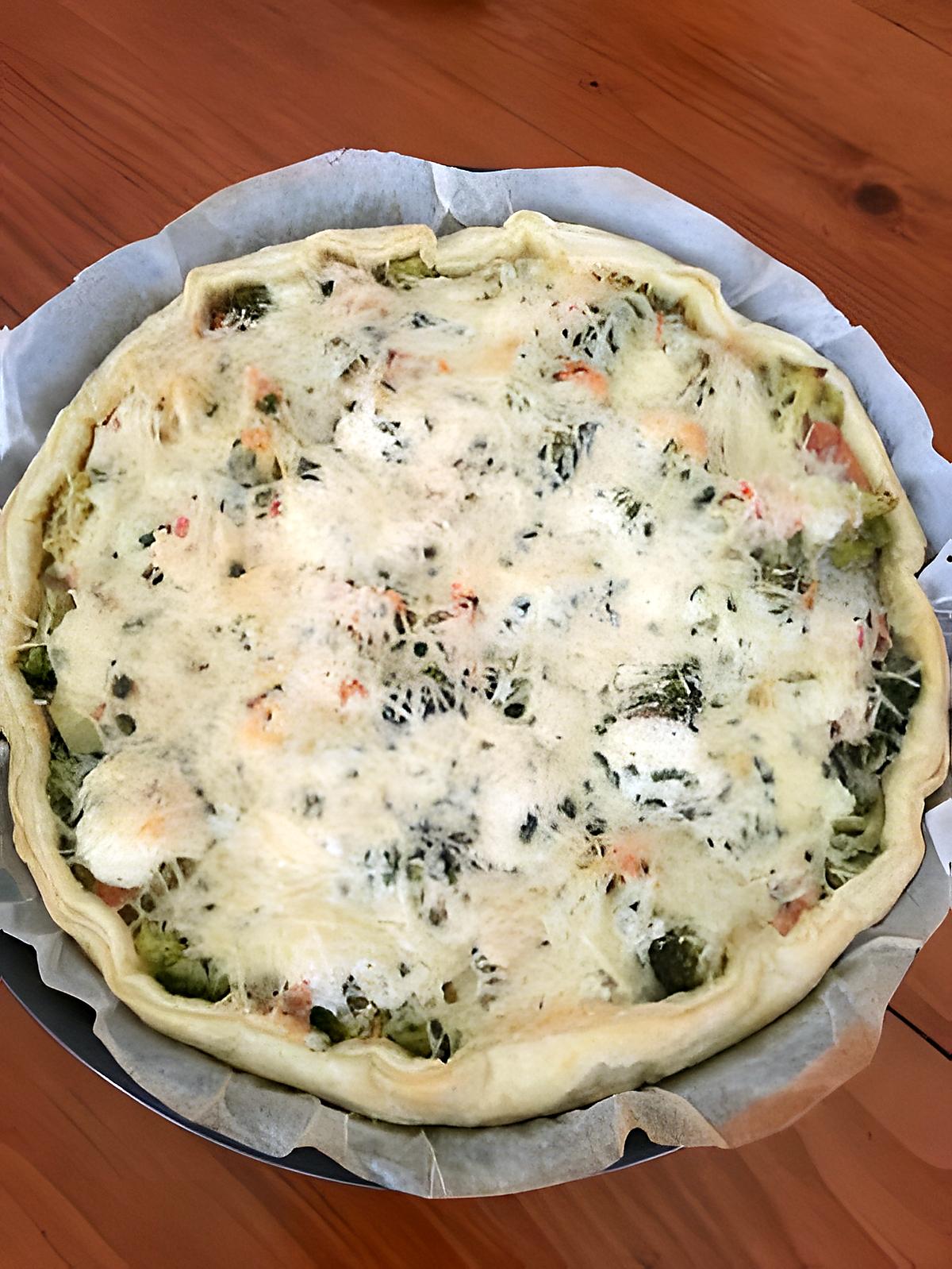 recette Tarte brocoli, chèvre, saumon