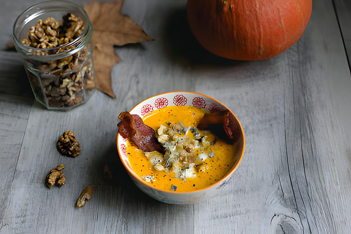 recette Soupe d'hiver au butternut, bacon et gorgonzola