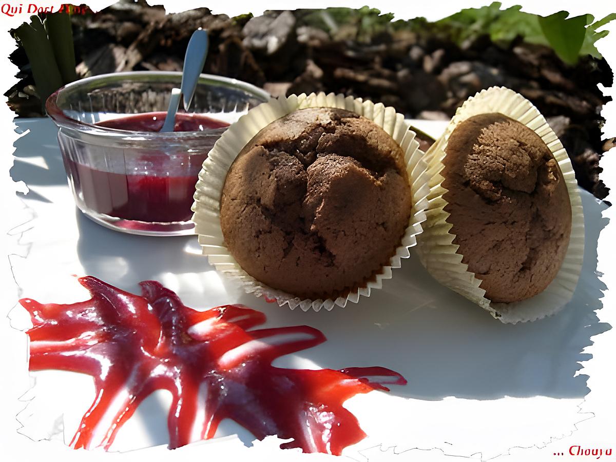 recette Ooo Muffins Chocolat / Framboises et leur caramel ... ooO