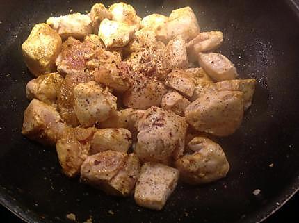 recette Cubes de poulet au curry et riz