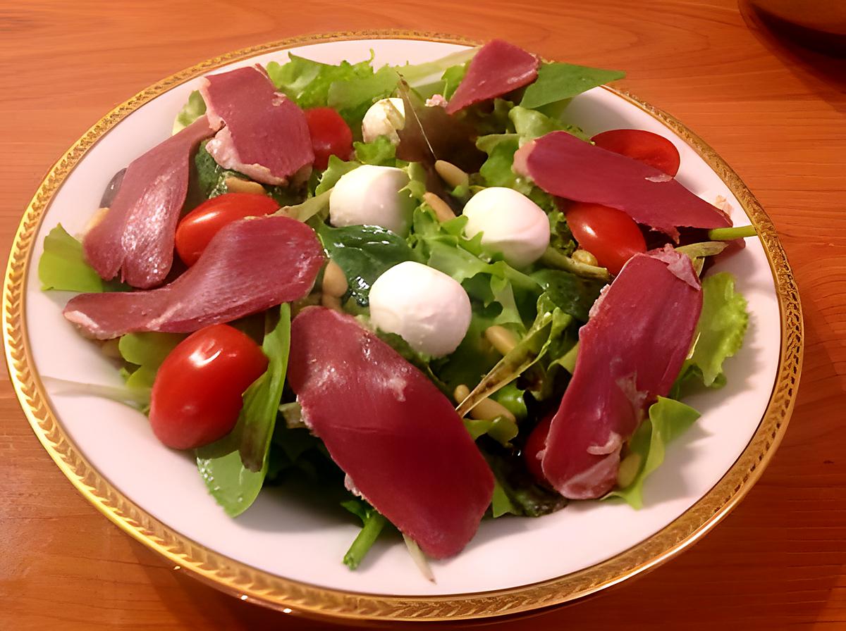 recette Salade de mesclun et canard fumé