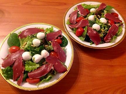 recette Salade de mesclun et canard fumé