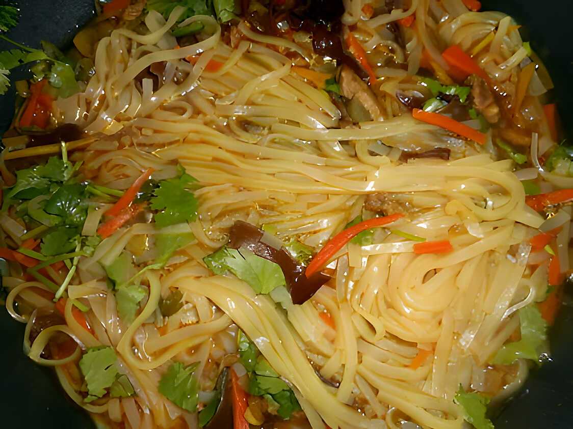 Soupe chinoise au porc et nouilles de riz