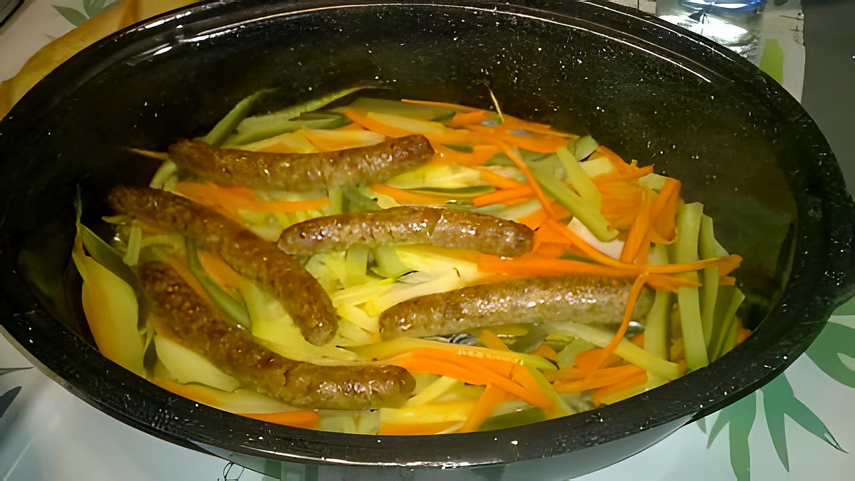 recette légumes et saucisse au roaster