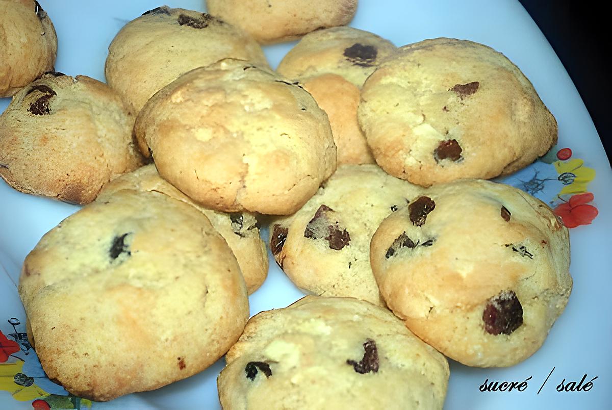 recette Cookies aux chocolat blanc et cranberries