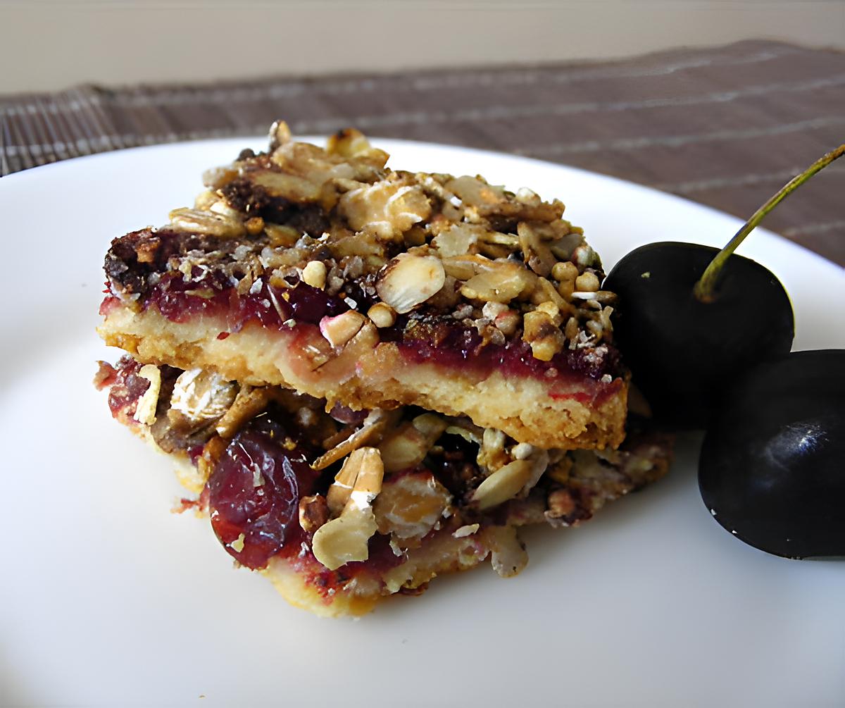 recette Carrés sablés à la cerise et au muesli