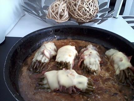 recette Fagots d'haricots verts en robe de jambon cru gratinée au four