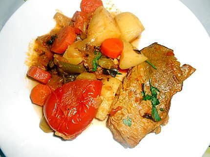 recette POITRINE D'AGNEAU AUX PETITS LEGUMES