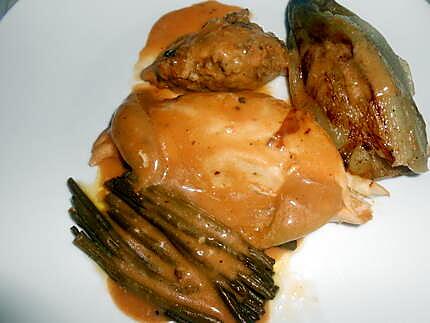 recette POULET SAUCE MADERE ENDIVES BRAISEES