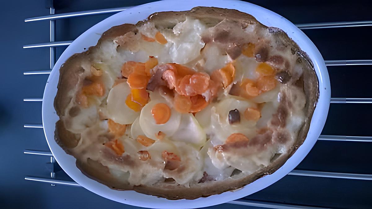 recette gratin pommes de terres carottes jambon vache qui rit