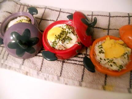 recette Oeufs cocottes au babybel&poulet