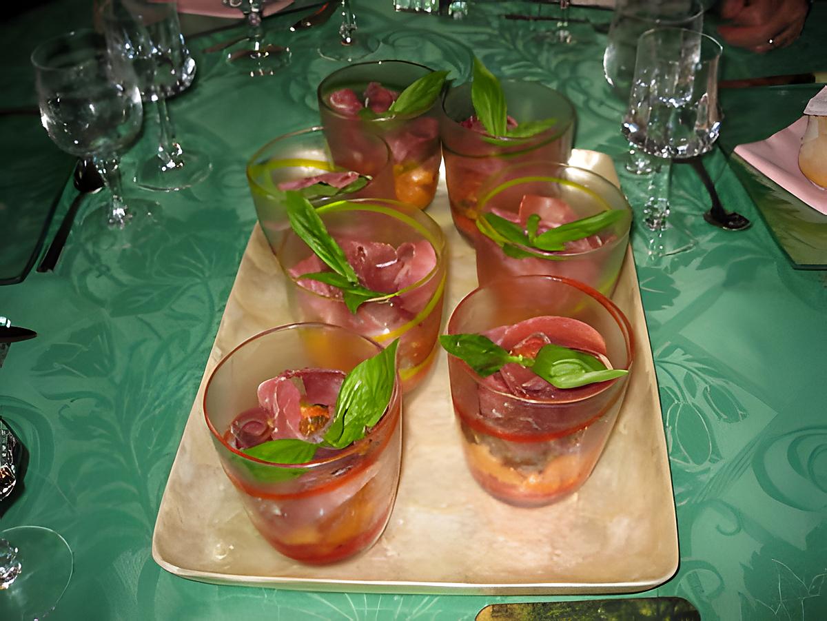 recette CONCASSEE DE TOMATES ET DE MELON