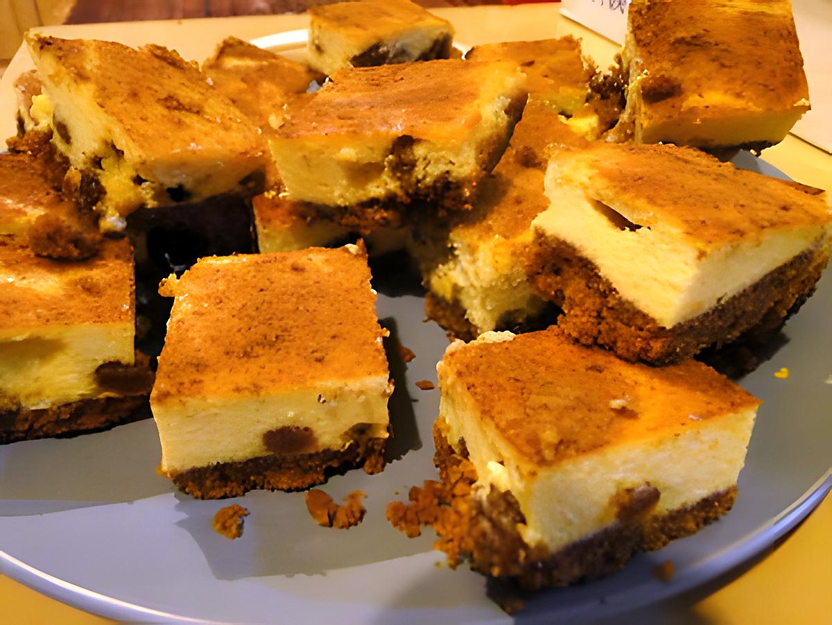 recette Carrés de cheesecake épicés aux raisins