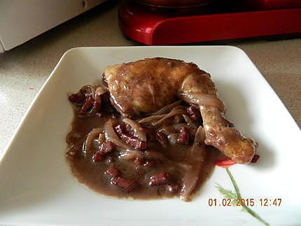 recette Poulet façon coq au vin