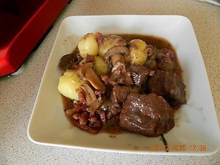 recette Boeuf aux champignons sauce vin rouge