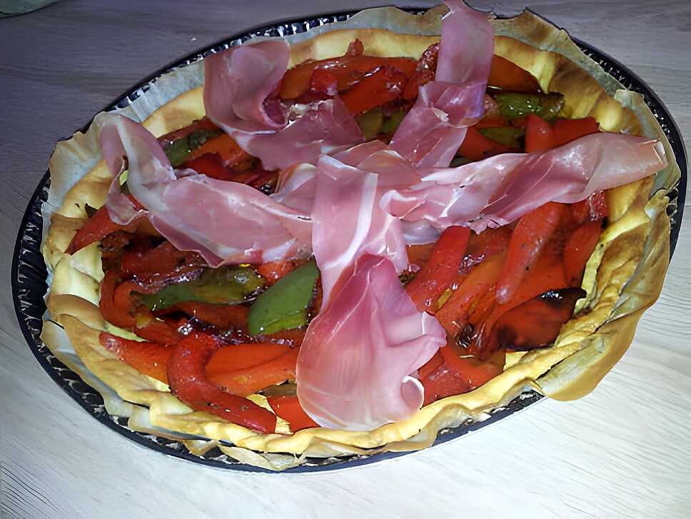 recette Tarte au poivrons et jambon de bayonne