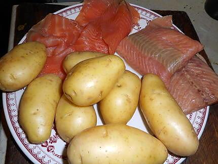 recette Gratin de pommes de terre aux deux saumons