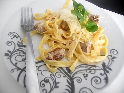 recette Tagliatelle carbonnara au saucisses