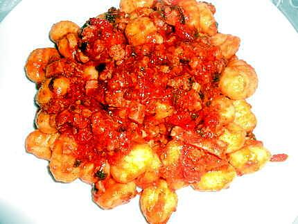 recette GNOCCHI SAUCE SAUCISSE DE TOULOUSE ET JAMBON