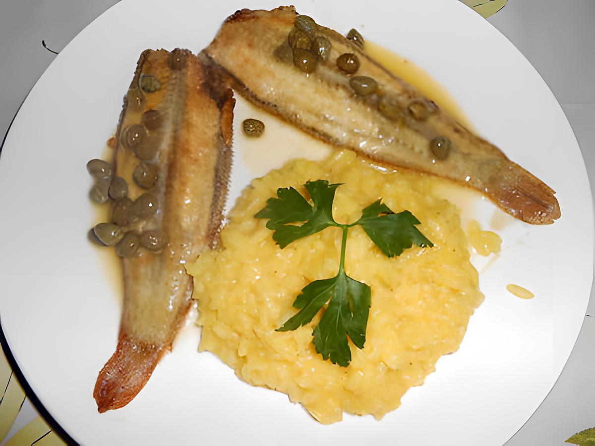 recette SOLE MEUNIERE AUX CAPRES ET RISOTTO ALLA MILANAISE