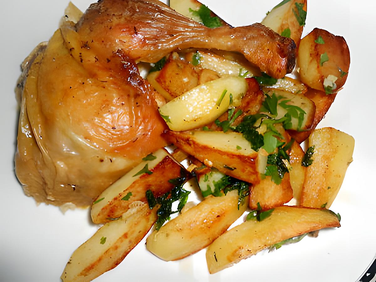 recette POULET ROTI  POMMES DE TERRE AIL ET PERSIL