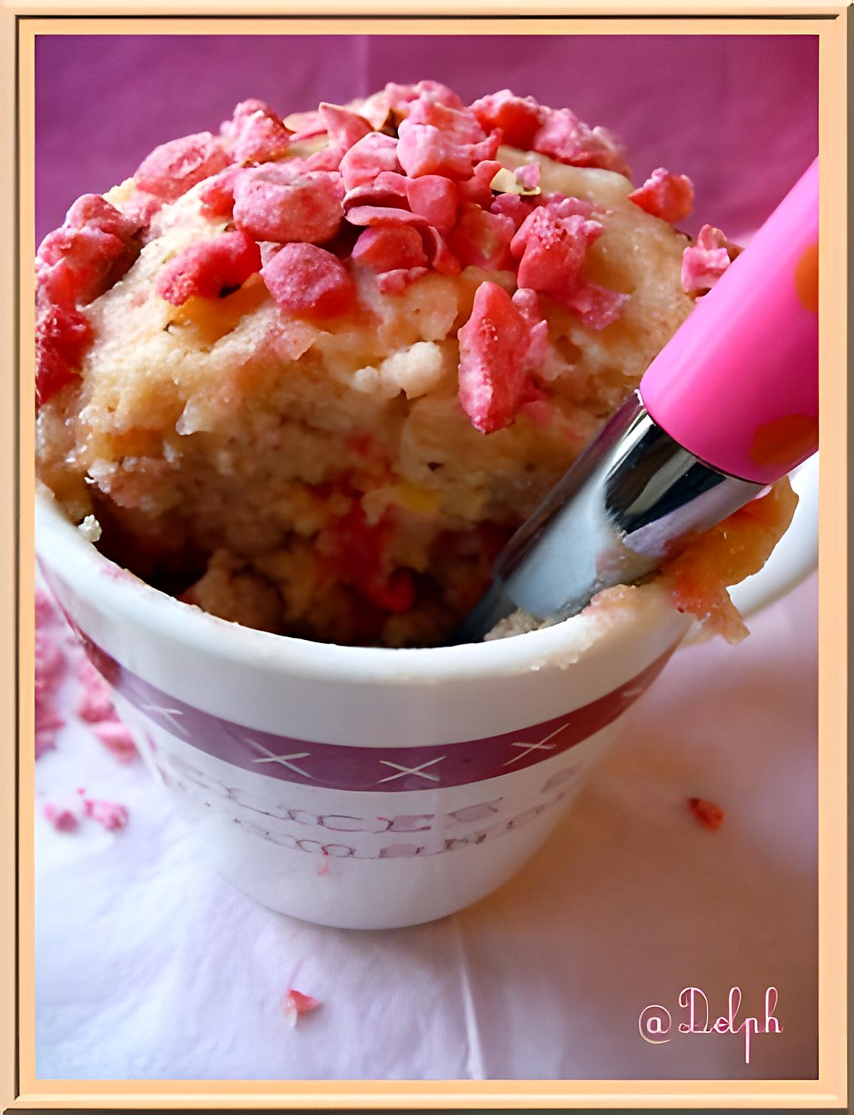 recette Mug Cake aux pralines roses