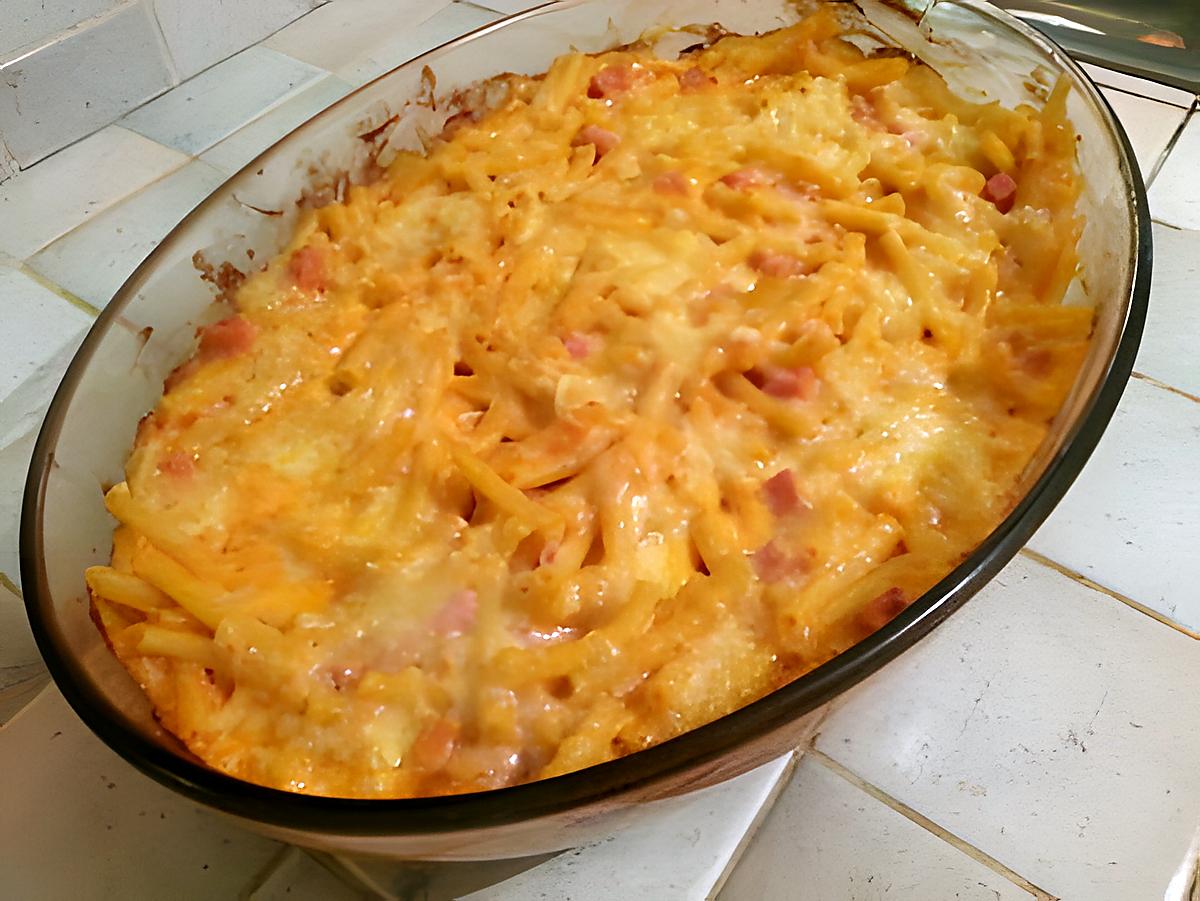 recette GRATIN DE MACARONIS JAMBON FROMAGE