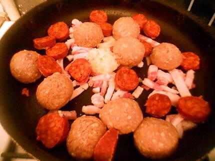 recette Haricots au boulettes et chorizo