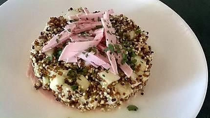 recette salade de quinoa /pomme/jambon/au citron