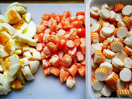 recette Macédoine crevettes / surimi
