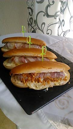 recette Hot dog bacon mozzarella saucisse enlardé