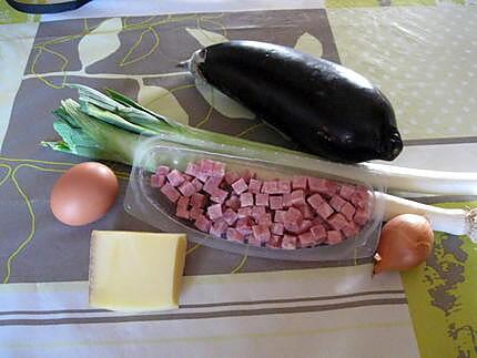 recette Aubergine farcie aux dés de jambon