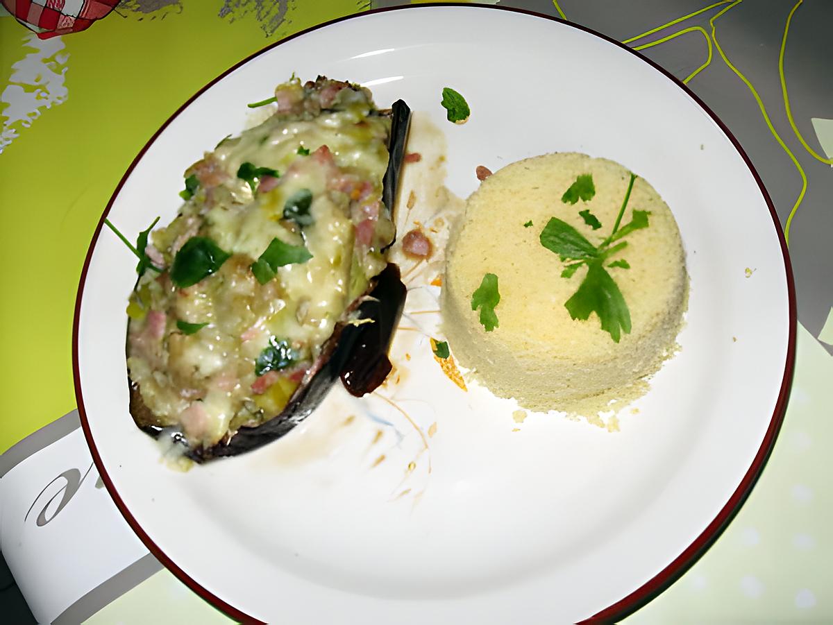 recette Aubergine farcie aux dés de jambon