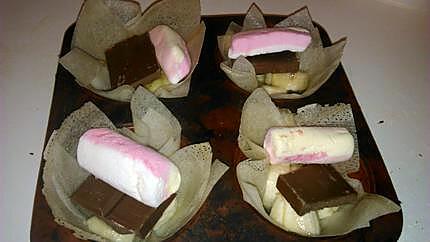 recette Coupole de brick banane chocolat marshmallow