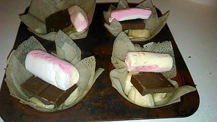 recette Coupole de brick banane chocolat marshmallow