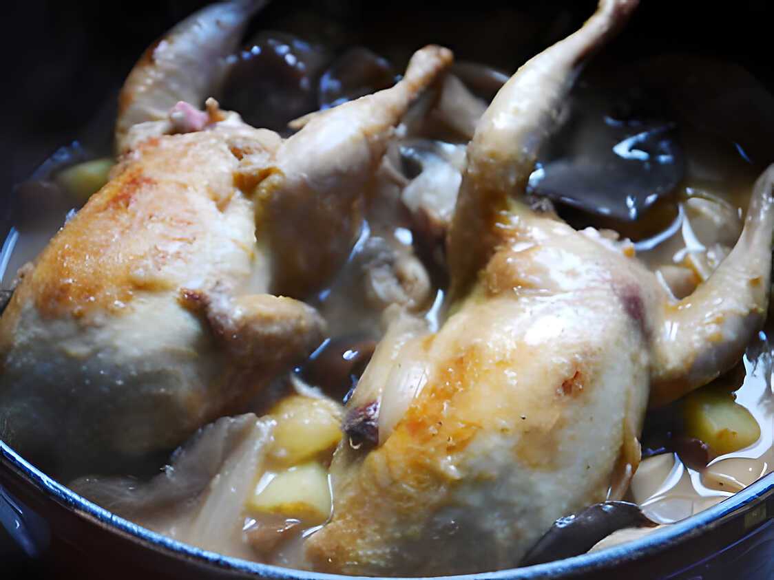 Recette de Cailles aux champignons des bois
