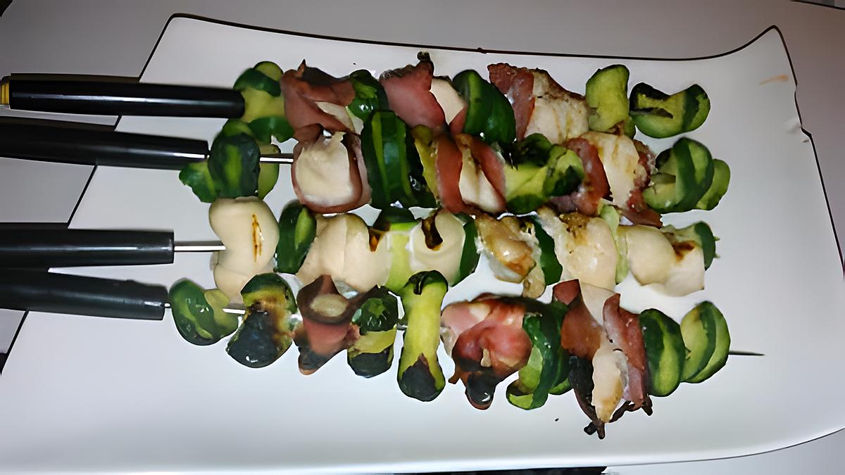 recette Brochette de dinde bacon courgette