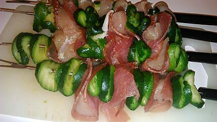 recette Brochette de dinde bacon courgette