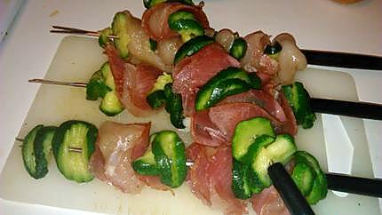 recette Brochette de dinde bacon courgette