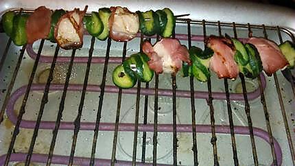 recette Brochette de dinde bacon courgette