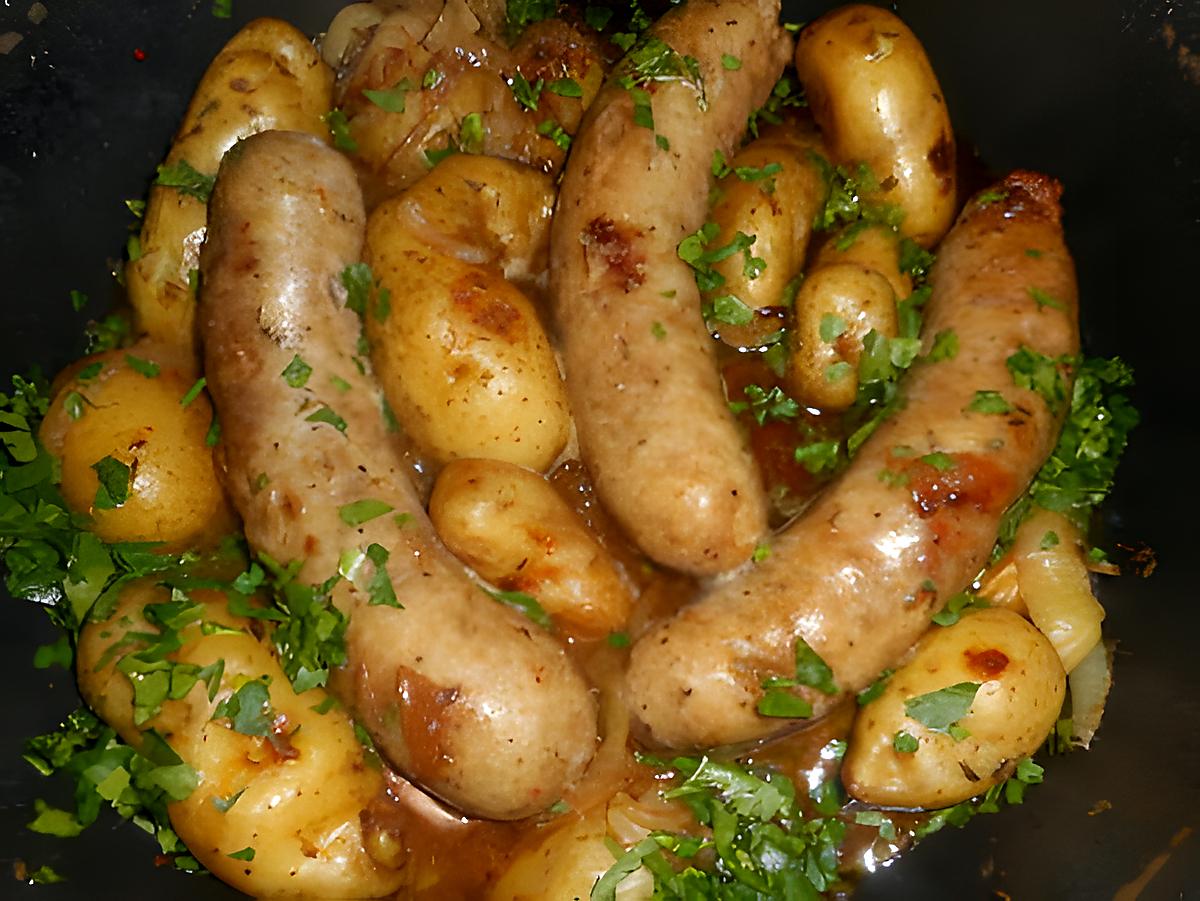 recette Saucisse campagnarde et ses rates en cocotte