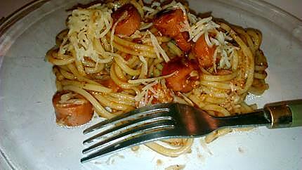 recette Spaghettis bolognaise aux saucisses pour les enfants