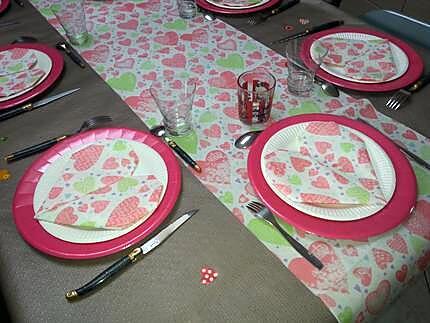 recette Déco de table (thème les coeurs roses)