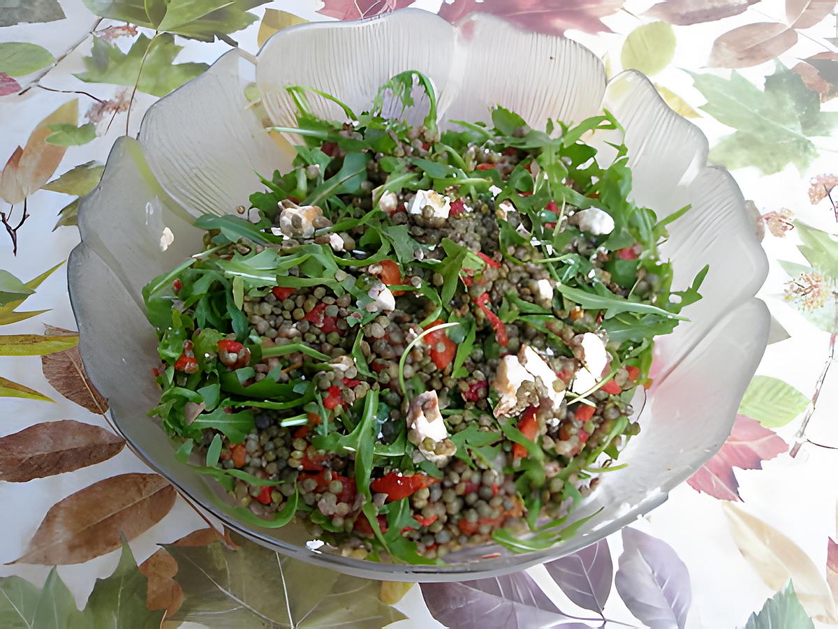 recette Salade de lentilles,chèvre et roquette