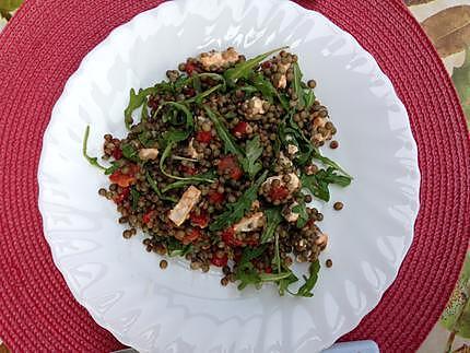 recette Salade de lentilles,chèvre et roquette