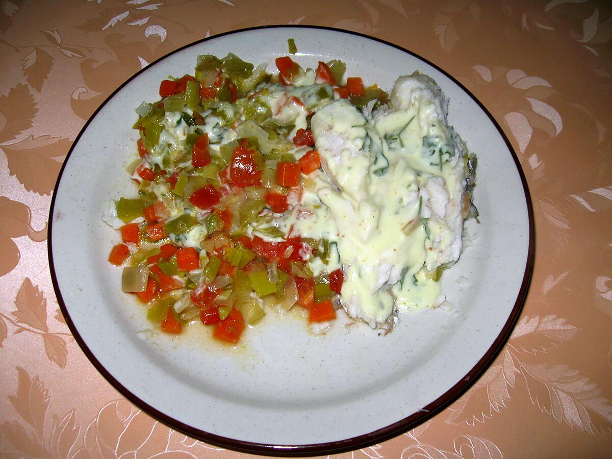 recette Queue de merlu aux dés de légumes, sauce au curry