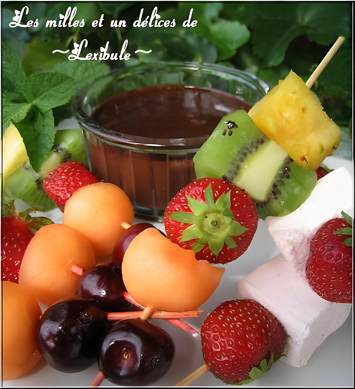 recette Brochettes de fruits au chocolat et à l'orange