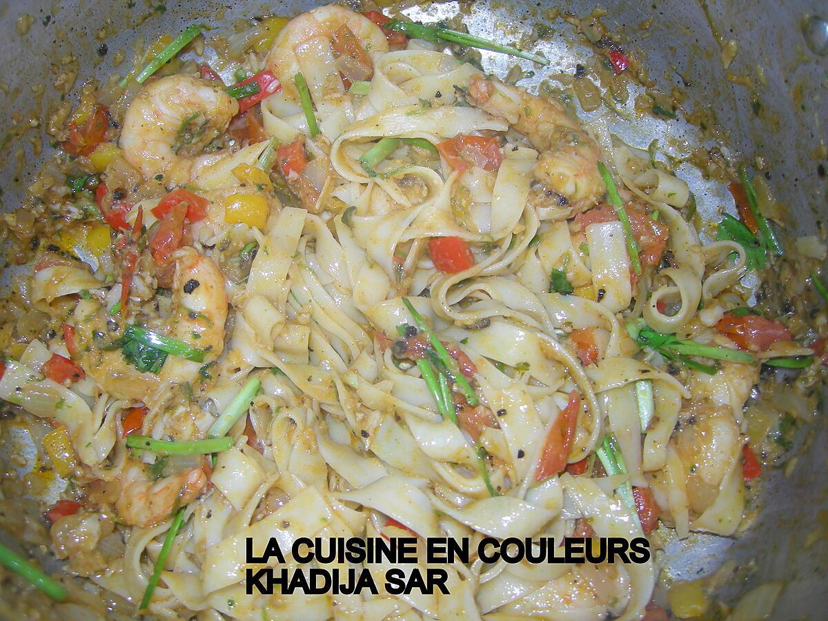 recette Tagliatelles aux crevettes