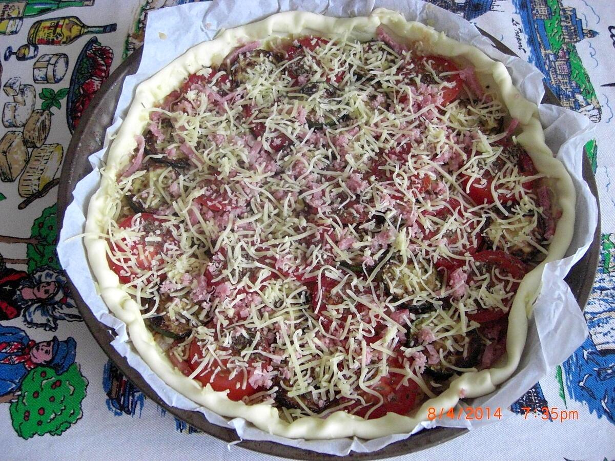 recette Tarte Courgette - Tomate - Oignon - Jambon