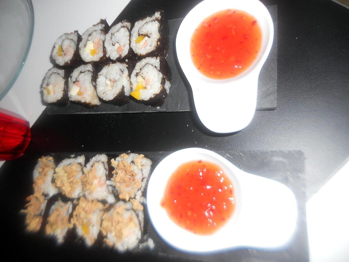 recette Sushis saumon poivron mozzarella